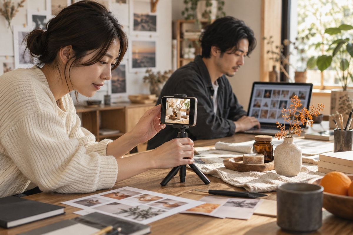 SNSコンテンツを企画し撮影するチームのイメージ